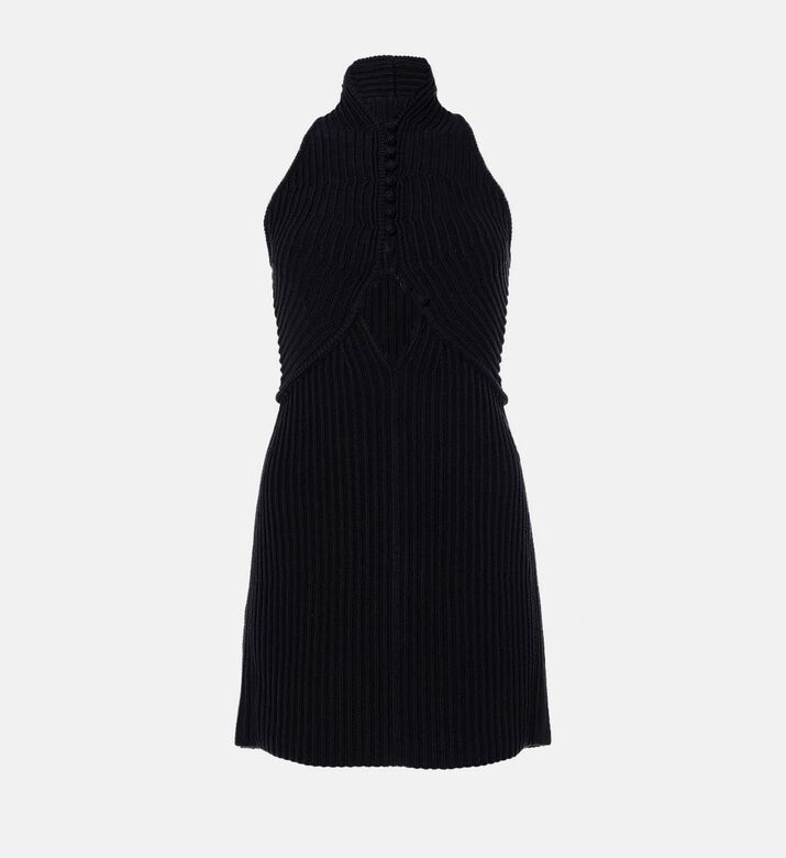 Ribbed Cut-out Halter Mini Dress