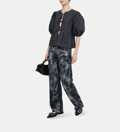 Printed Cotton Peplum Blouse