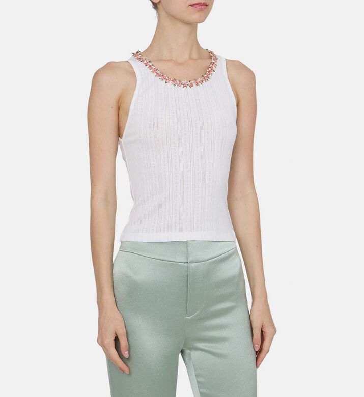 Embellished Neckline Tank Top