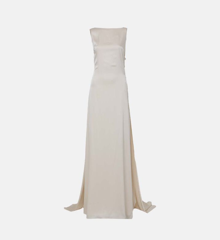 Satin Side Slit Maxi Gown