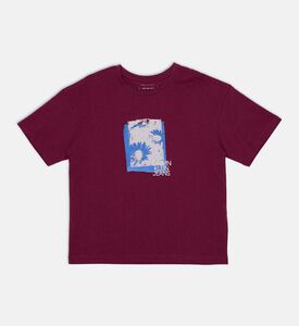 تيشيرت بأكمام قصيرة برسمة زهرة