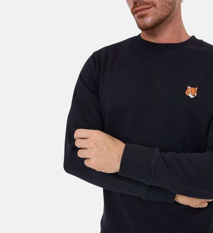 Maison Kitsune Fox-embroidery Regular-fit Sweatshirt, Black, M, Model View