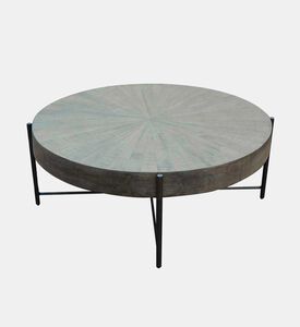 Home Deco and More Mountain Round Wooden Coffee Table, Brown, Packshot View
