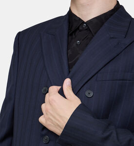 Striped Double-breasted Suit Jacket