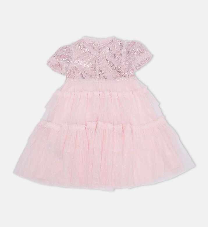 Annalise Puff-sleeve Tiered Tulle Dress