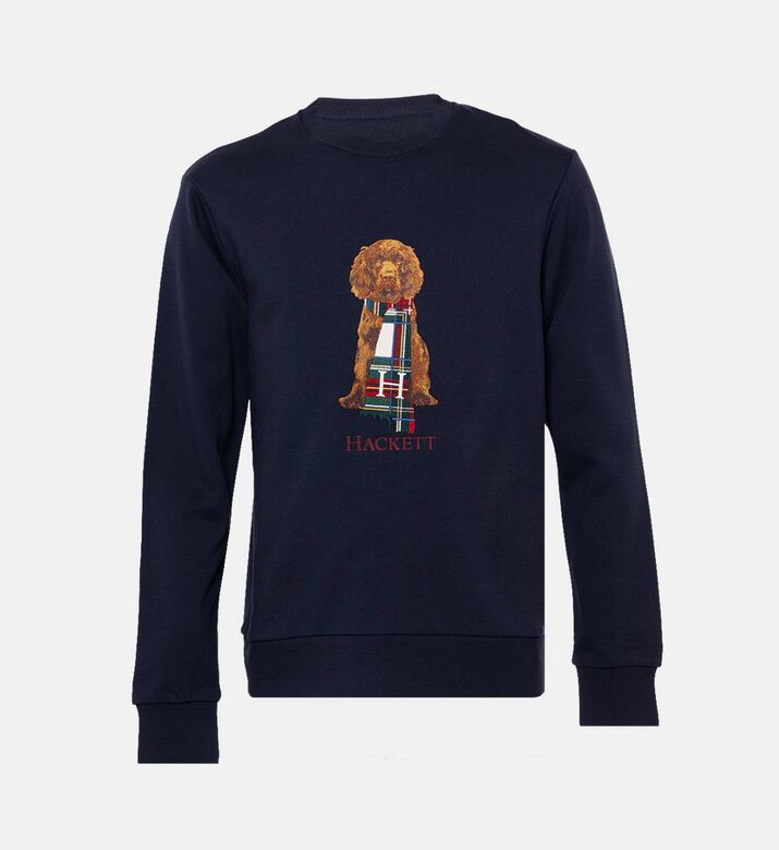 Hackett London Printed Crewneck Long-sleeve Sweater, Blue, Xl, Packshot View