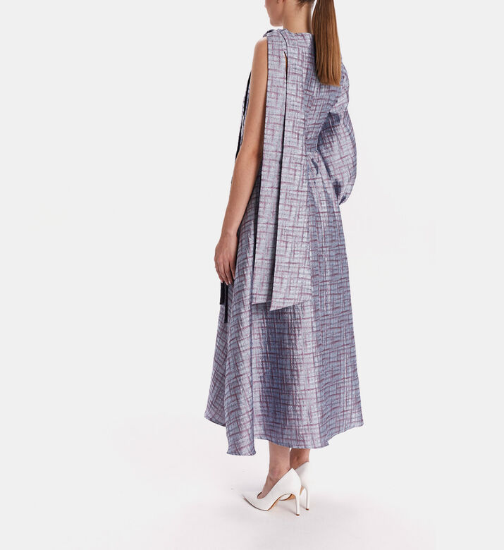 فستان واسع بكتف واحد بطبعة