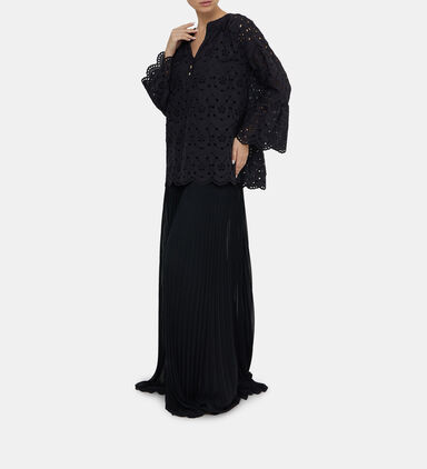 Embroidered Long Sleeve Flared Shirt