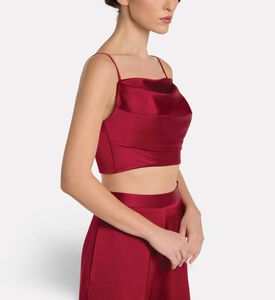 Savanna Draped Fitted Crop Top, Burgundy, S, Model View