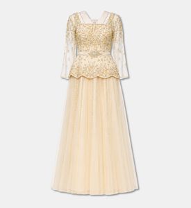Suzy Matar Beaded Peplum Evening Gown, Packshot View