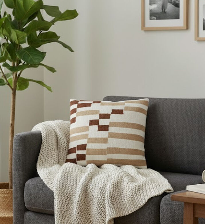 Home Deco and More Nigel Embroidered Print Cushion, Packshot View