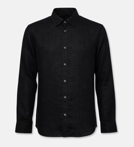 Galeries Lafayette Linen Button-down Classic Collar Shirt, Black, M, Packshot View