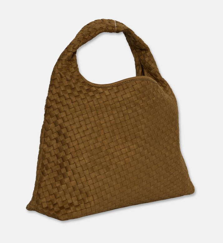 JW PEI Laura Faux Suede Woven Shoulder Bag, Olive, Packshot View