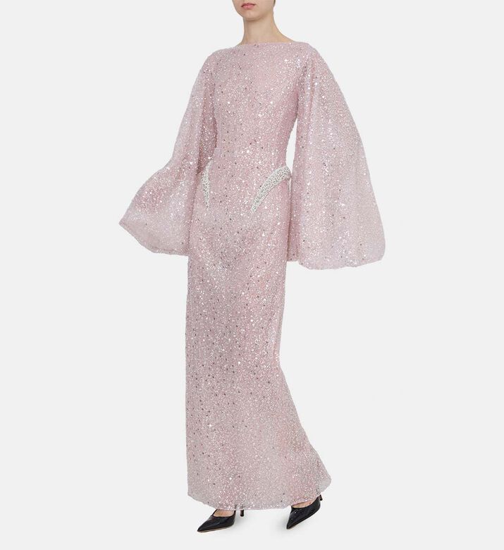 Sequined Long-sleeve Maxi Dress