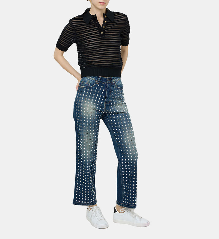 Straight Studded Denim Jeans