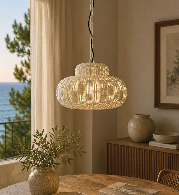 Light and Living Piedra Textured Lamp, Cream, 59x31.5-cm, Packshot View