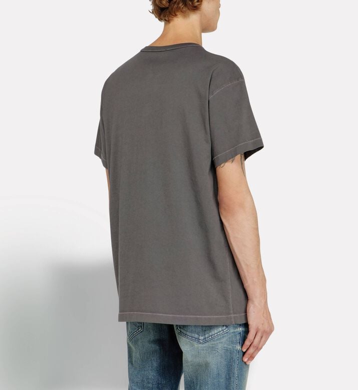 Diesel Minimal Logo Cotton Crewneck T-shirt, Dark-grey, L, Model View