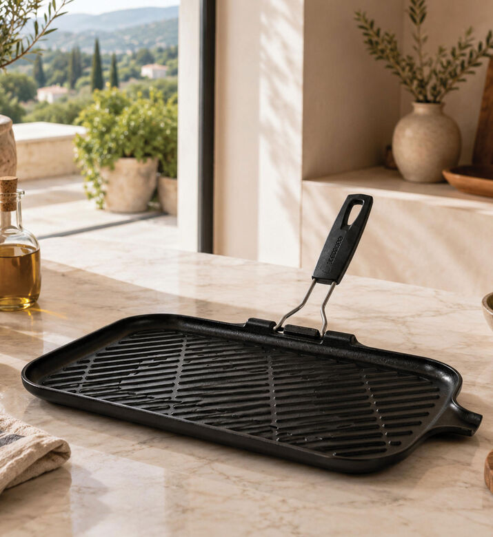 Le Creuset Cast Iron Meat Grill Pan, Black, 36x20-cm, Packshot View