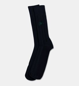 Closed Clover-embroidered Socks, Navy, L, Packshot View