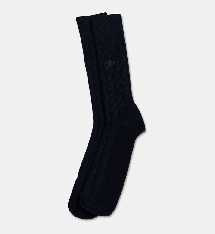 Closed Clover-embroidered Socks, Navy, L, Packshot View