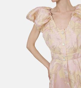 Flower-print V-neck Dress