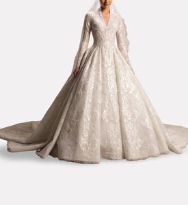 Michael Cinco Embellished Long-sleeve Gown, Model View