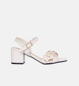 Leather Studded Heeled Sandals