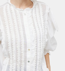 Cotton Short Sleeve Pleated Blouse