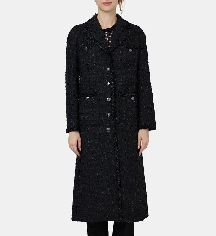 Tweed Buttoned Midi Coat