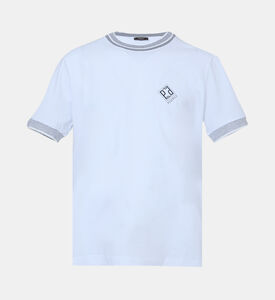 تيشيرت قطن بحواف مضلعة بلون مغاير