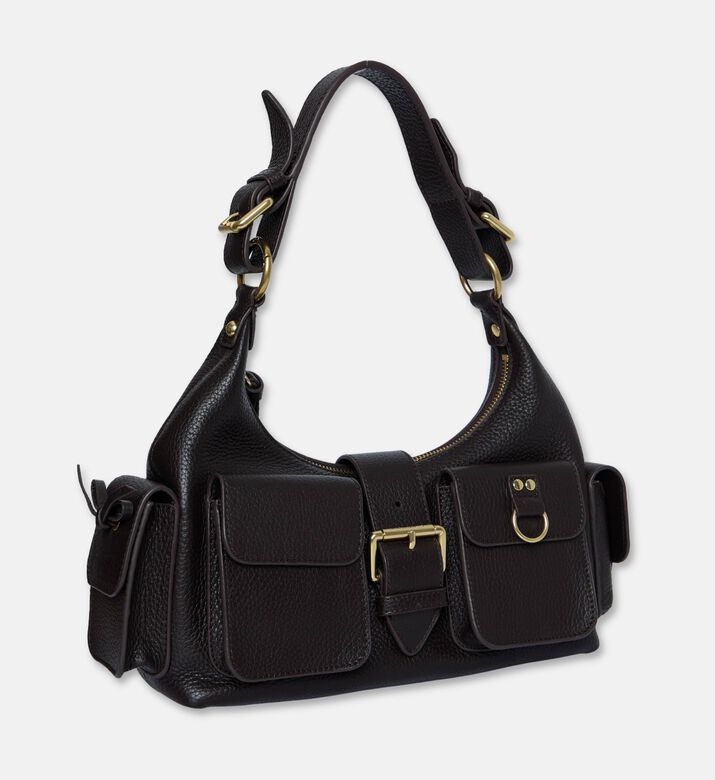 The Kooples Amelia Leather Gold-toned Hardware Hobo Bag, Packshot View