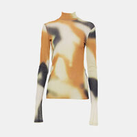 Harri Smudged Graffiti Turtleneck Top