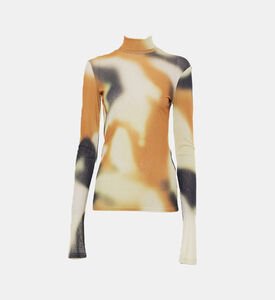 بلوزة هاري بياقة عالية غرافيتي ملطخة