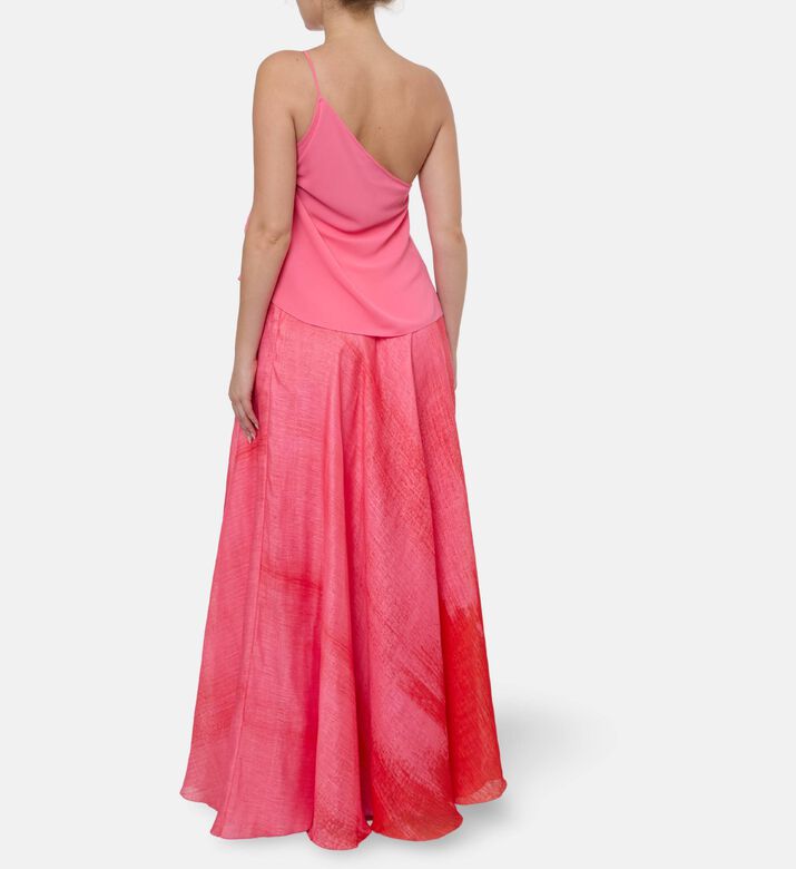 Blue For Burgundy Brushstroke A-line Midi Skirt, Model View