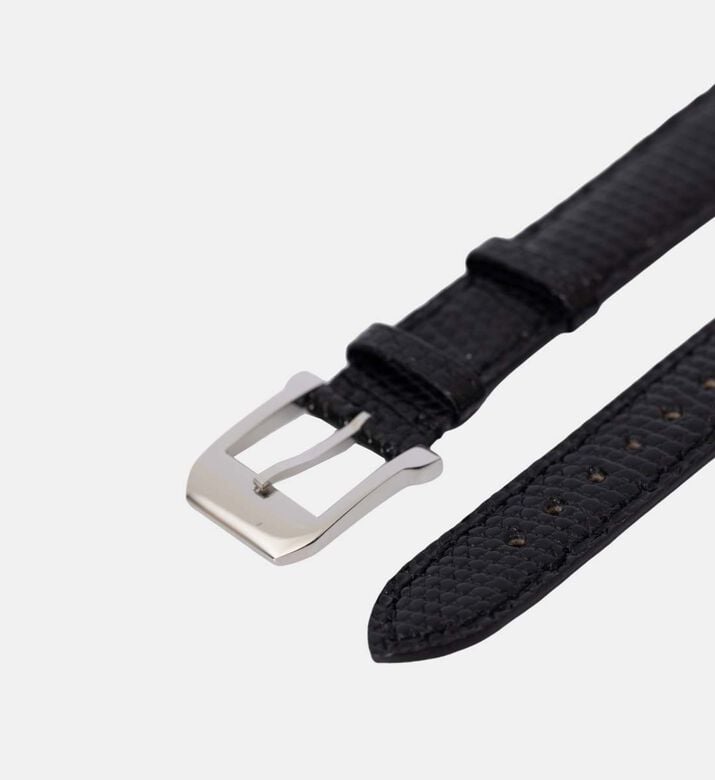 Camille Fournet Shiny Lizard Watch Strap, Black, Packshot View Camille Fournet Shiny Lizard Watch Strap, Black, Packshot View