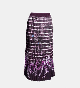 Swan Print Pleated Skirt