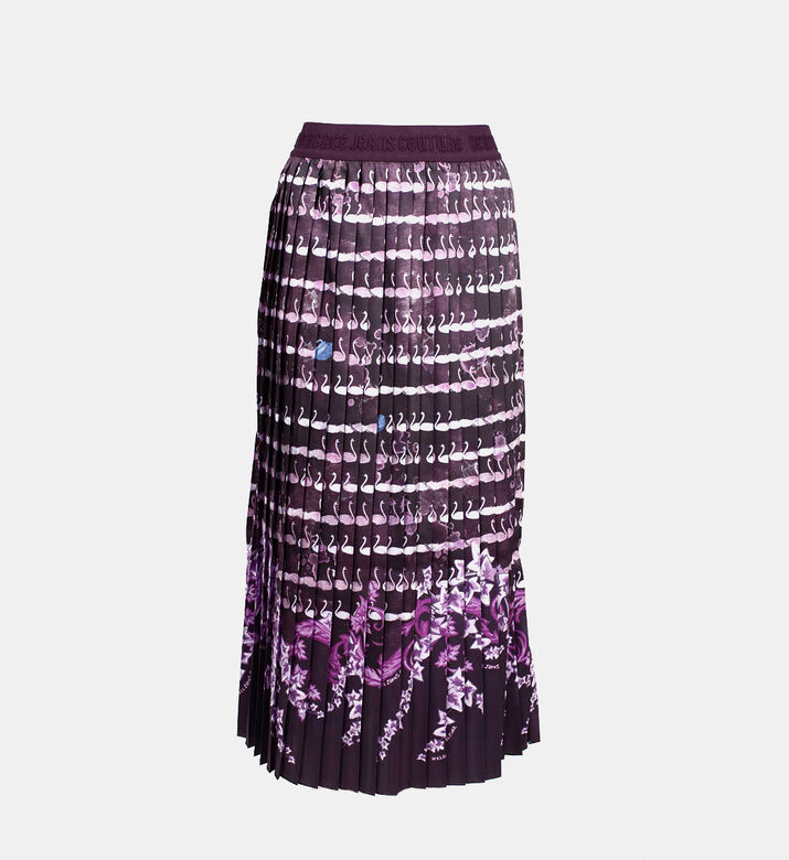 Swan Print Pleated Skirt
