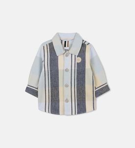 قميص قطن طويل الأكمام بنقشة مربعات