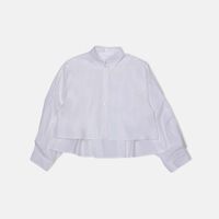 Numbers-embroidered Pleated Cotton Shirt