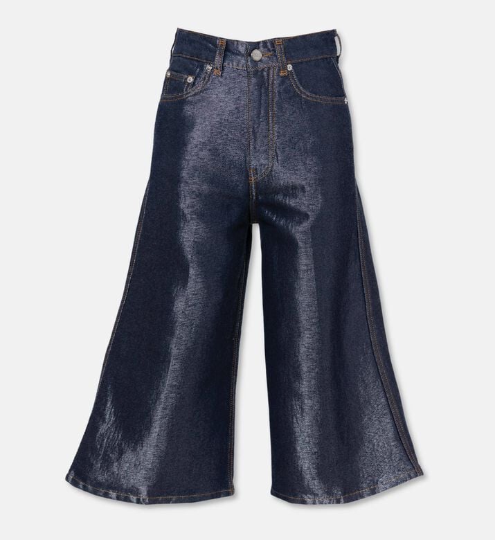 Ganni Metallic Contrast Stitching Wide-leg Shorts, Packshot View