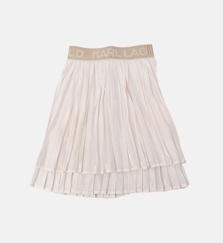 تنورة متوسطة الطول بطيات بطبعة شعار