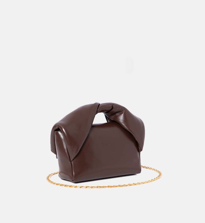 Leather Top Handle Midi Twister Bag
