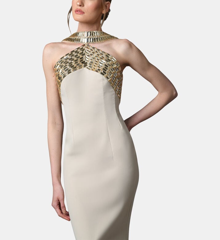 Crystal-embellished Halter Neck Dress