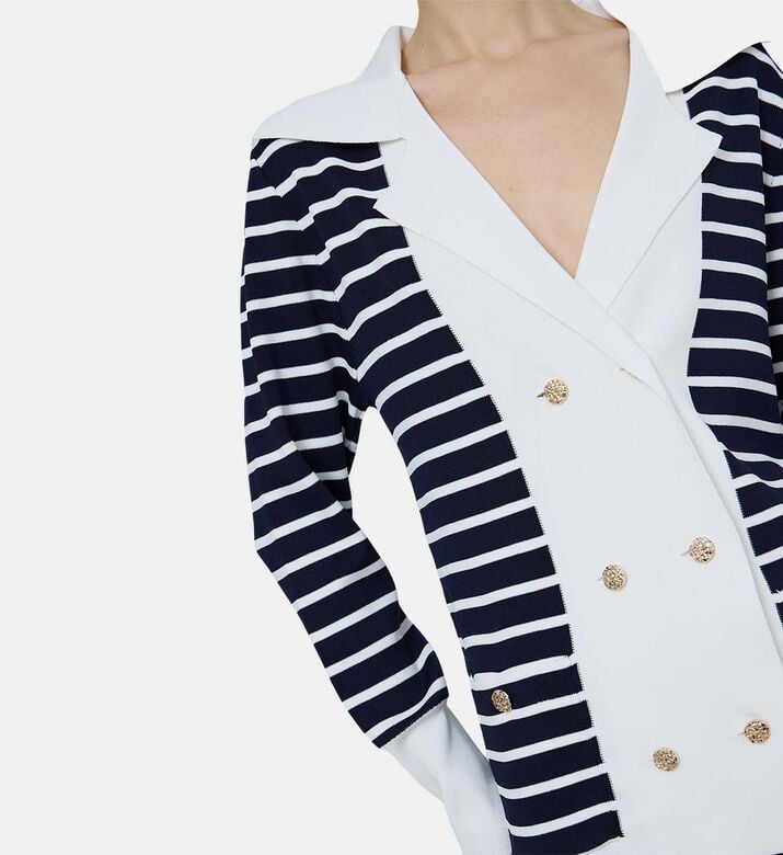 Striped-print Long-sleeve Cardigan Striped-print Long-sleeve Cardigan