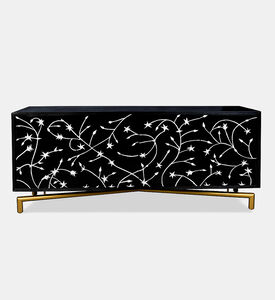 Home Deco and More Flora Mango Wood Iron Buffet Brass Stand, Packshot View