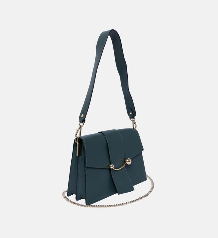 حقيبة كتف جلد بتصميم مقوس