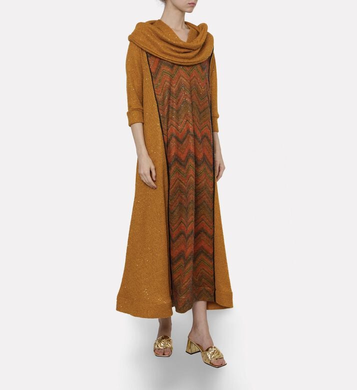 Dalia Al Azem Chevron-print Dress Cardigan 2-piece Set, Model View