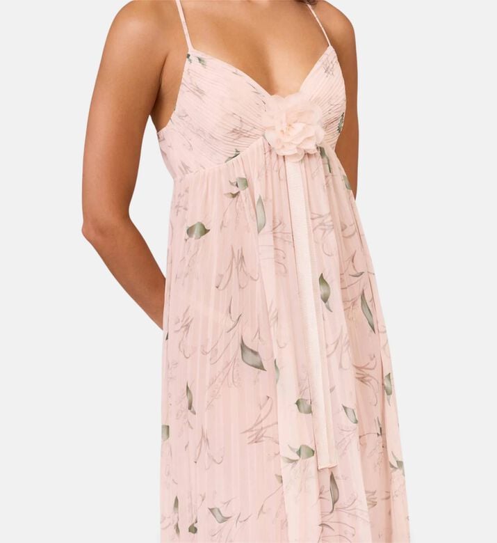 Rya Floral Pleated Midi Nightgown, Model View