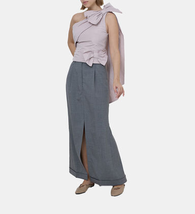 One-shoulder Drape Bow Shirt