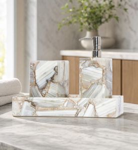 Home Deco and More Agatha Marble 4-piece Bathset, Model View